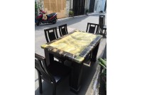 Bàn ăn gỗ tự nhiên mặt đá hoa cương